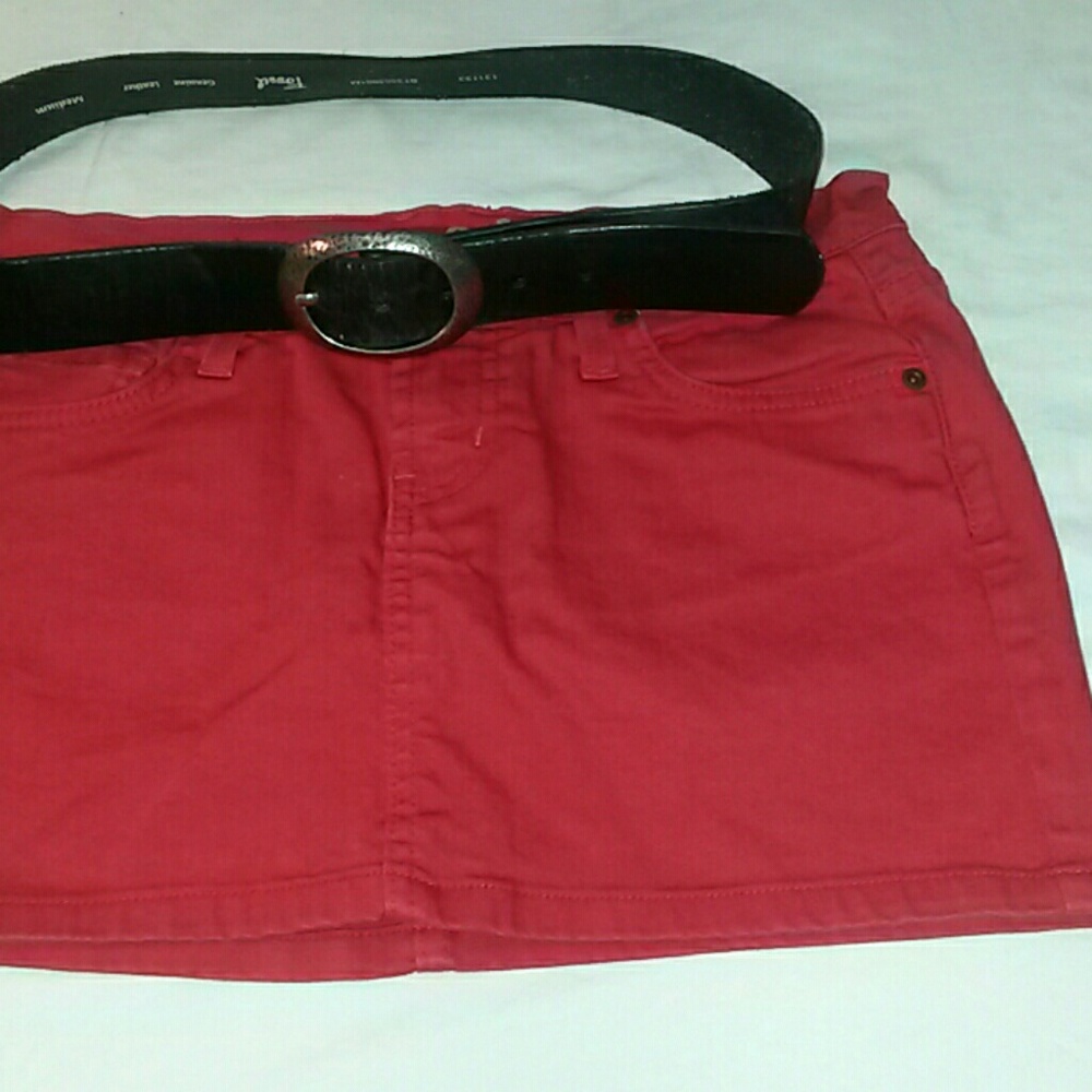 Red above knee skirt